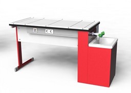 Zeige Details für Schülertisch zweisitzig mit Medienschrank seitlich und Waschbecken Bild von Schülertisch zweisitzig mit Medienschrank seitlich und Waschbecken